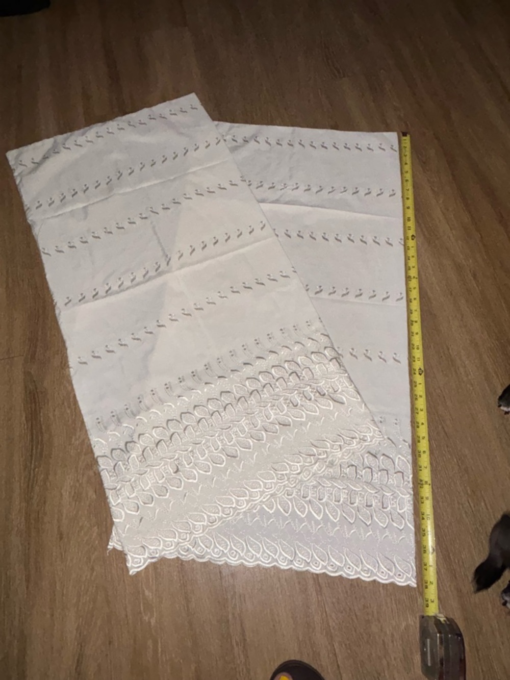 Vintage Polished Lace Pillowcases Set 2 White Embroidered Scalloped Edge x long